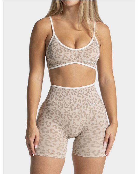 VONYX SOUL Cream Leopard Print High-Waisted Shorts – product image 1